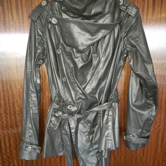 All Saints black jacket oilcloth / leather look - Picture 2 of 11